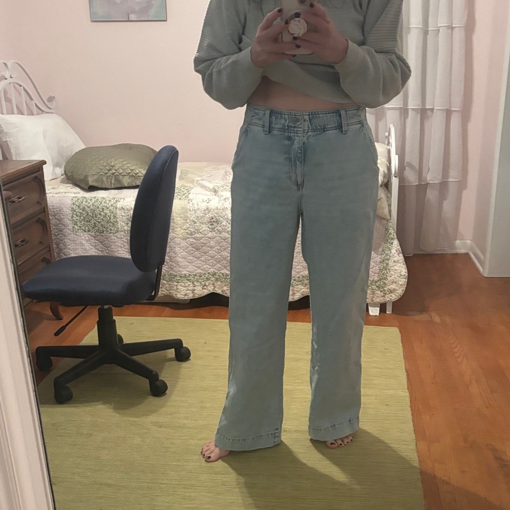 Talbot’s relaxed trouser jeans women 8 Light Wash wide leg